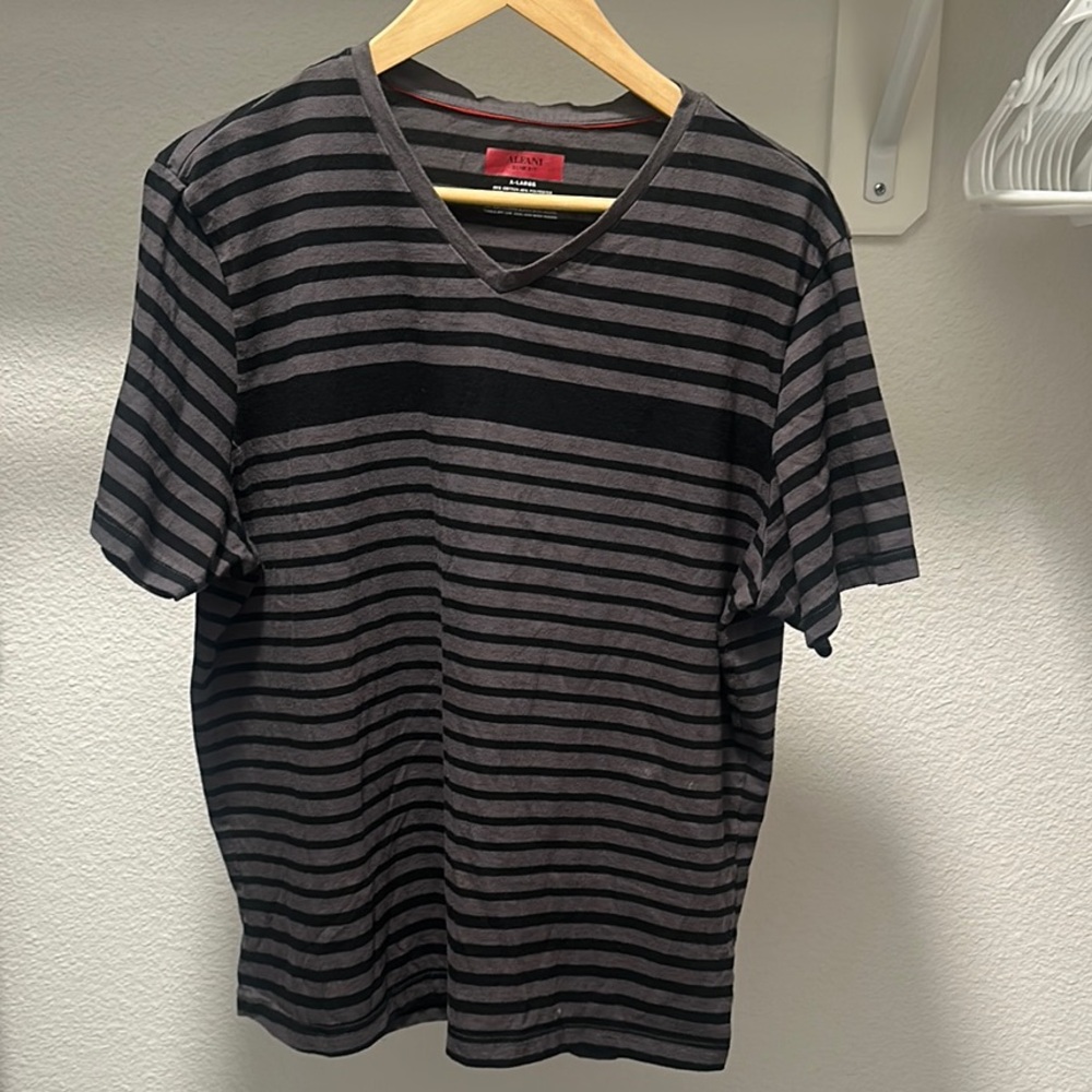 Alfani Black and Gray V-neck Shirt